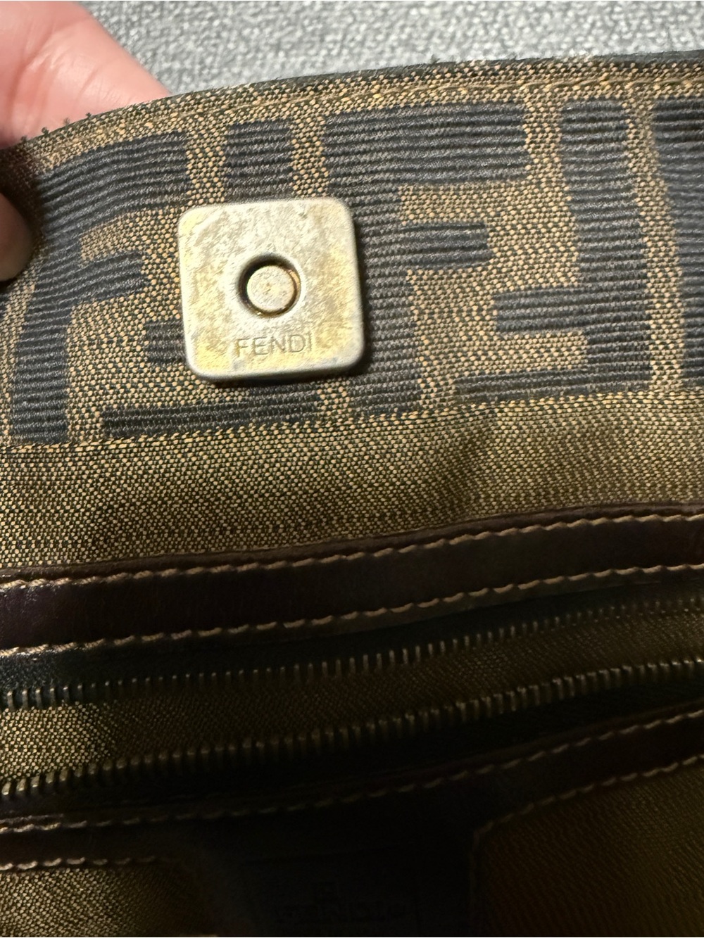 Fendi Brown Zucca Canvas Tote with Gold Hardware - Picture 6 of 15